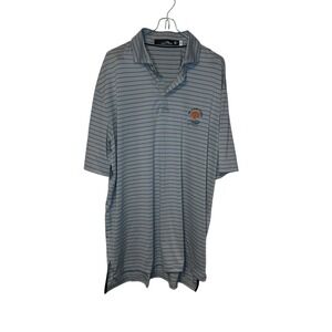 RLX Golf Men's Shirt Polo The Ocean Course Kiawah Logo‎ Stripes Blue Gray Medium